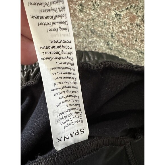 Spanx Faux Leather Joggers Sz S Black jogger high rise pockets Black - Picture 10 of 12